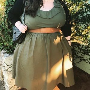 ELOQUII plus size green ruffle neck dress size 28